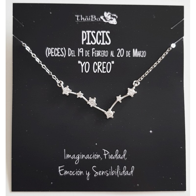 Collar piscis constelacion en plata de ley---COLLARES DE PLATA
