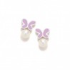 PENDIENTE ROSCA MARIPOSA MALVA PERLA - JOYAS - PLATERIA SAN JUAN