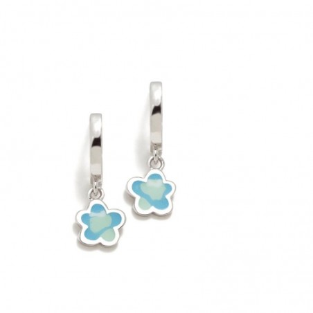 CRIOLLAS AGATHA FLOR AZULES - PENDIENTE DE PLATA - ENVIO24H