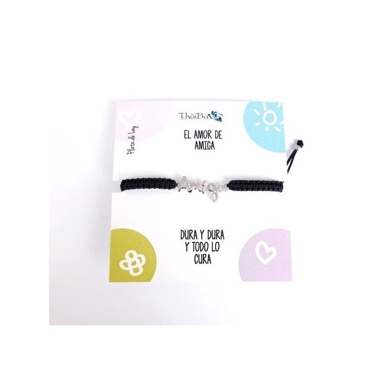 Pulsera amiga en plata de ley y macrame