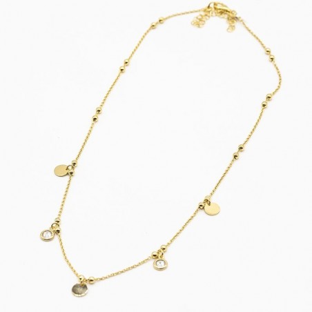 Gargantilla de plata dorada y cristal--GARGANTILLAS-PLATERIA San Juan