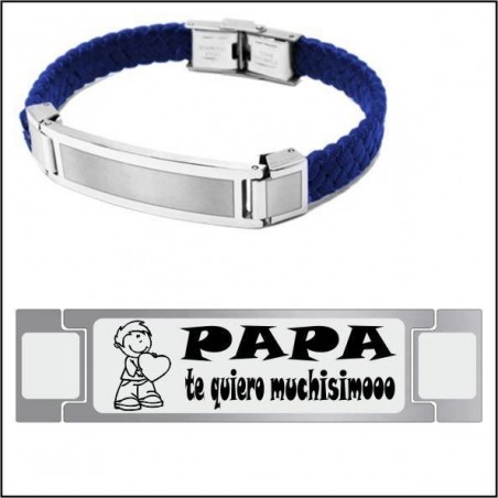 Pulsera papá acero y piel - PULSERAS - Plateria SAN JUAN