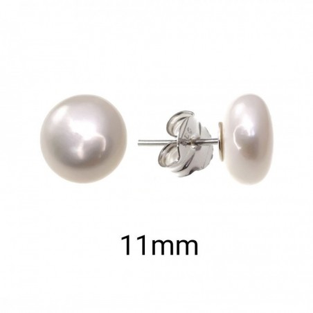 Pendientes de perla de boton--PENDIENTES DE PLATA--Plateria San Juan