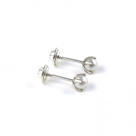 Pendientes infantil perla 4mm - PENDIENTE DE PLATA - envio 24h