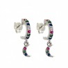 Pendiente aro de color lunas circonita -PENDIENTE DE PLATA - envio 24h